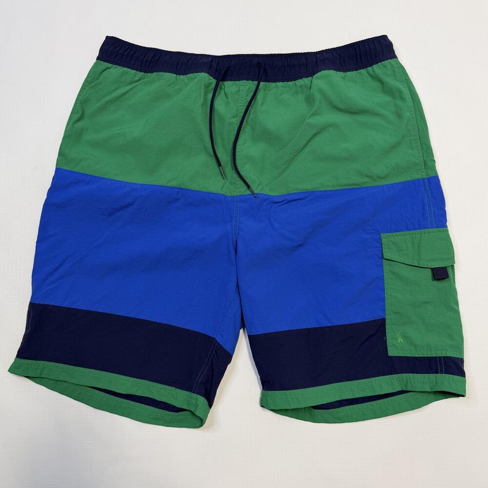 Polo Ralph Lauren Swim Trunks Shorts Mens XL Multicolor Colorblock Lined Cargo